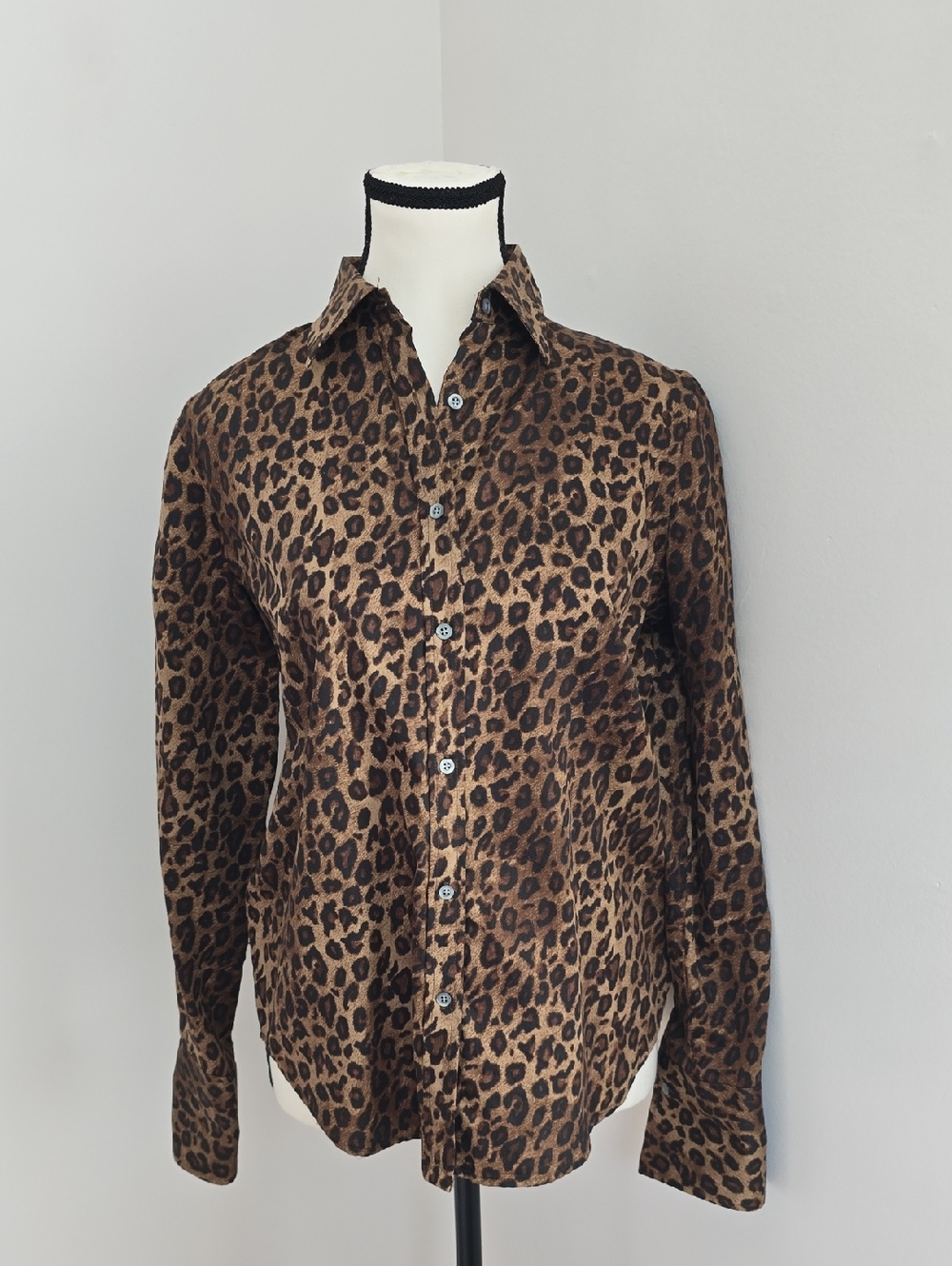 Ralph Lauren 100% Cotton Leopard Print Button-Down Shirt Size Small